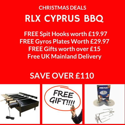 Christmas BBQ Bundle - Modern RLX Counter Top Chain BBQ Greek Cypriot Charcoal Rotisserie Foukou (86cm).-Cyprus BBQ