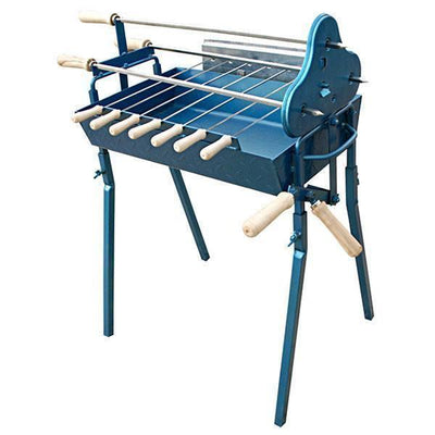 Traditional Greek Cypriot Foukou Rotisserie Charcoal Small BBQ in Blue-Cyprus BBQ
