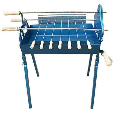 Traditional Greek Cypriot Foukou Rotisserie Charcoal Small BBQ in Blue-Cyprus BBQ
