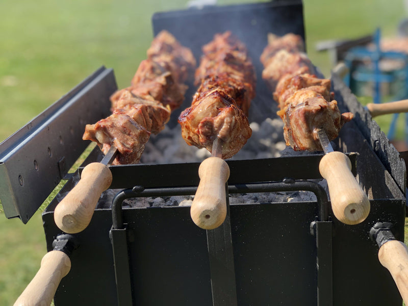 Modern Greek Cypriot Rotisserie Charcoal Deluxe BBQ in Black