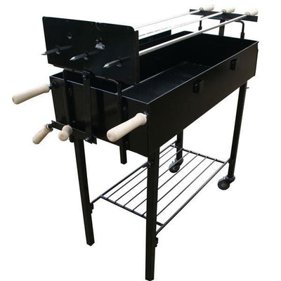 Modern Cypriot Rotisserie Charcoal Deluxe BBQ in Black
