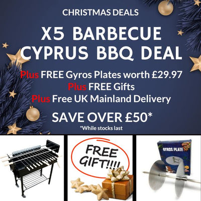 Modern Charcoal BBQ - Christmas BBQ Deal - Modern Greek Cypriot Foukou Rotisserie Charcoal X5 BBQ