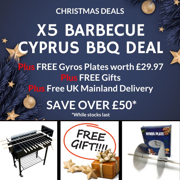 Modern Charcoal BBQ - Christmas BBQ Deal - Modern Greek Cypriot Foukou Rotisserie Charcoal X5 BBQ