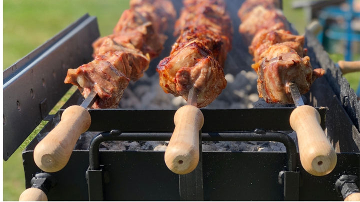 Wooden Handles for the large Cyprus BBQ Souvla Skewers Set of