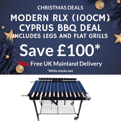 Modern Charcoal BBQ - Christmas BBQ Deal - Modern RLX Chain BBQ Cypriot Rotisserie With Legs And Grills (100cm)