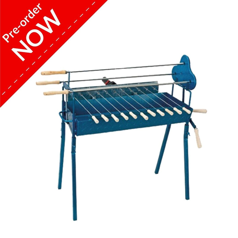 Traditional Greek Cypriot Foukou Rotisserie Charcoal Large BBQ in Blue