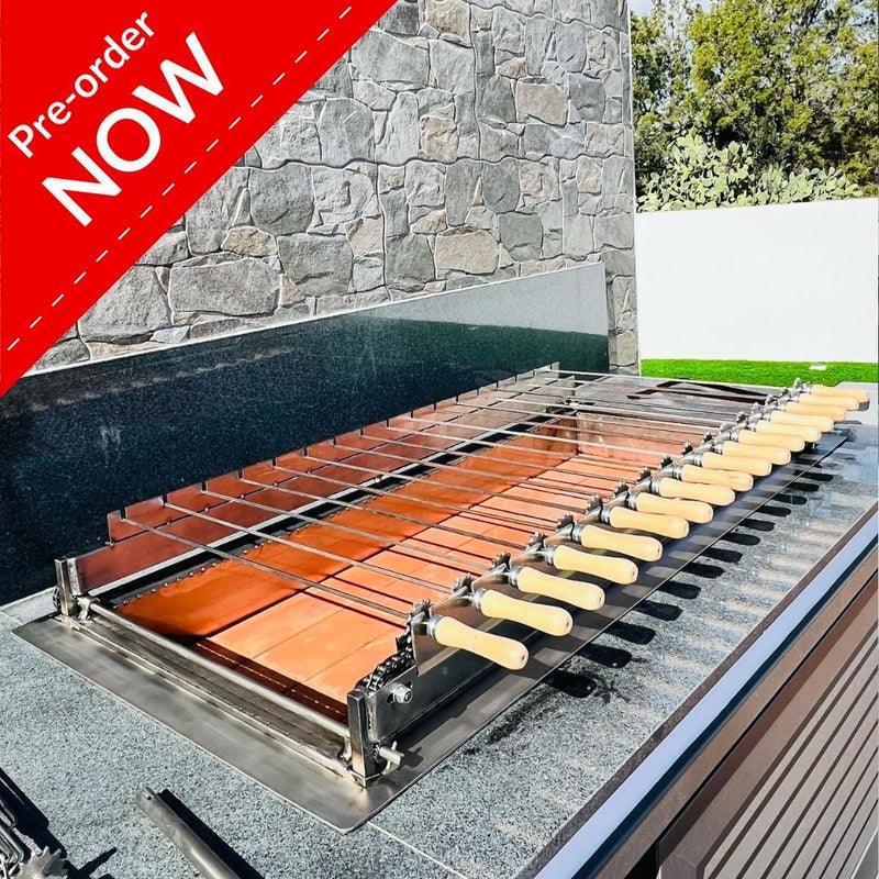 Stainless Steel Built-in Greek Cypriot Rotisserie Chain BBQ Foukou (120cm).