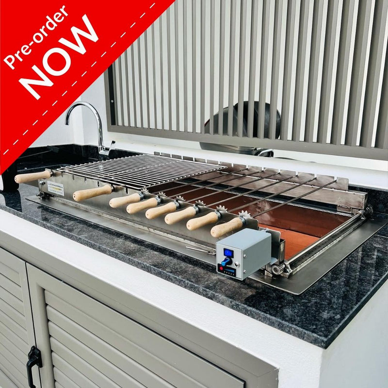 Stainless Steel Built-in Greek Cypriot Rotisserie Chain BBQ Foukou (100cm).
