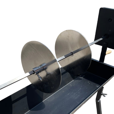 Gyros plates on a single skewer, black Cyprus BBQ