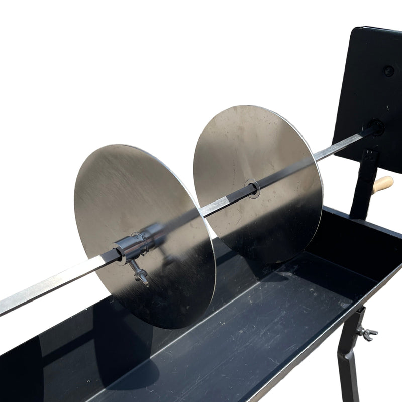 Gyros plates on a single skewer, black Cyprus BBQ