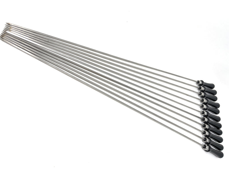 Set of metal souvlaki Skewers with black heat resistant handles 