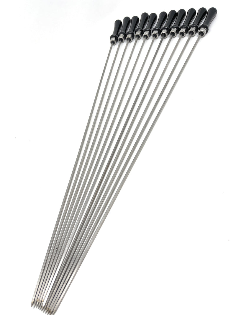 Set of metal 11 Souvlaki Skewers with black handles