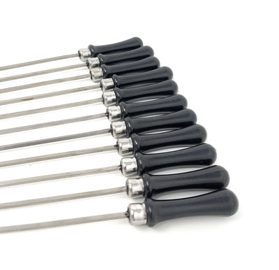 Set of metal souvlaki Skewers with black heat resistant handles 11