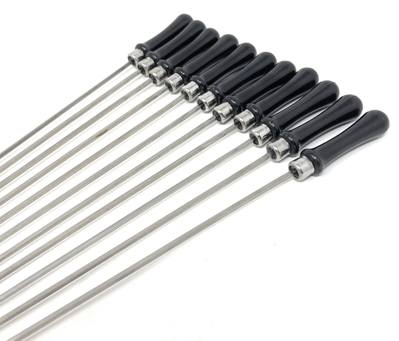 Set of 11 souvlaki Skewers with black heat resistant handles 