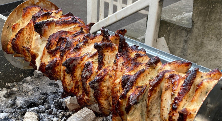 Single Souvla Rotisserie Charcoal Cypriot BBQ with Gyros Plates