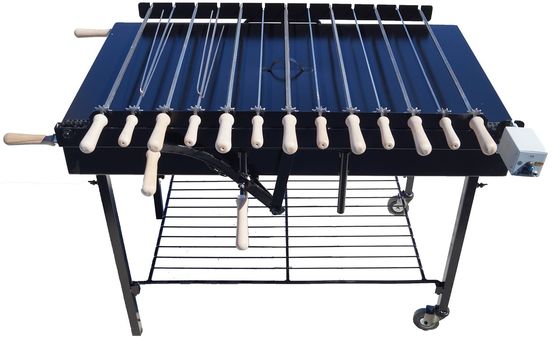 Modern Charcoal BBQ - Modern RLX Chain BBQ Greek Cypriot Rotisserie Foukou Charcoal With Legs And Grills (100cm)