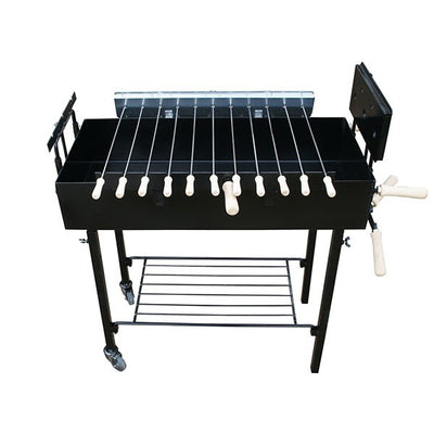 Modern Greek Cypriot Foukou Rotisserie Charcoal Deluxe BBQ in Black