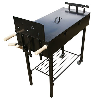 Modern Greek Cypriot Foukou Rotisserie Charcoal Deluxe BBQ in Black