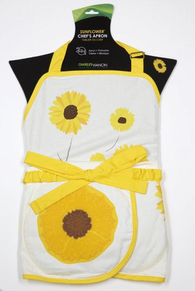 Sunflower Apron with Silicone Heat Resistant Pot Holder-Cyprus BBQ