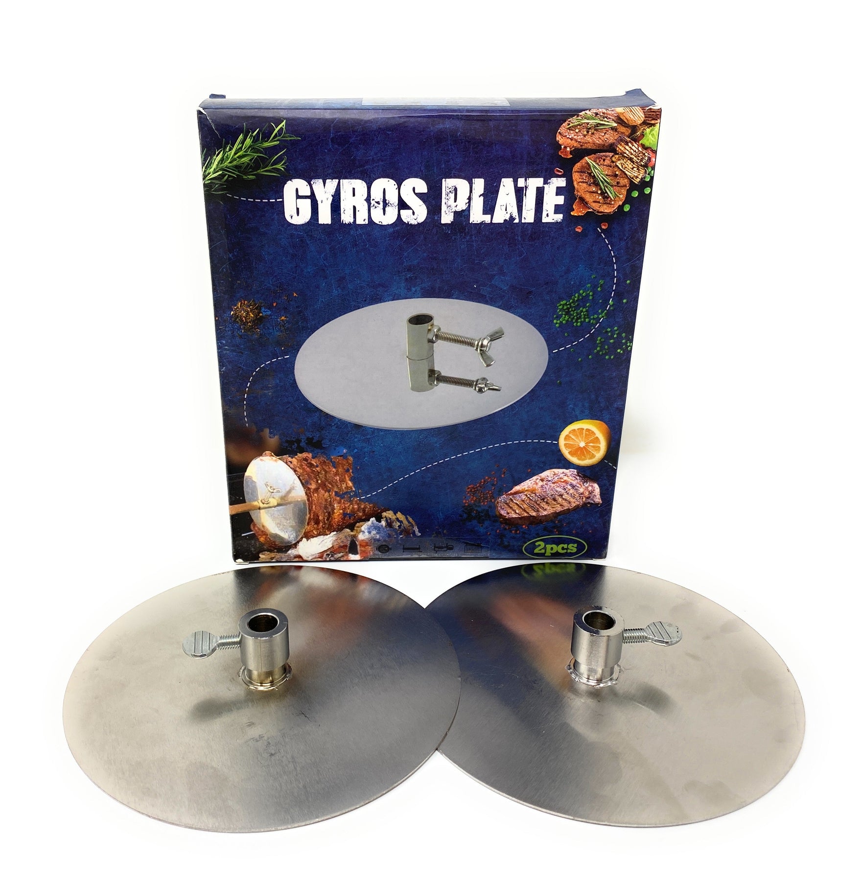 Disc Desktop Gyro Gyros Plates (Set of 2) Stainless Steel Yeros Discs-Cyprus BBQ
