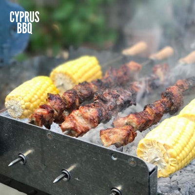 Traditional Greek Cypriot Foukou Rotisserie Charcoal Small BBQ in Blue-Cyprus BBQ