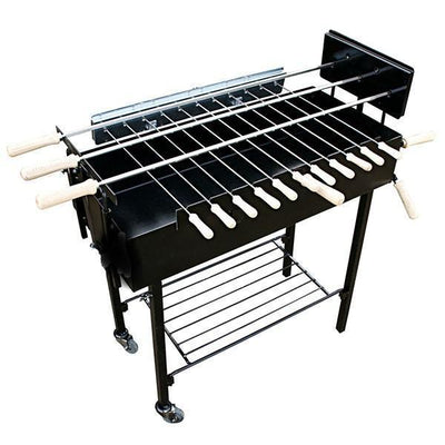 Modern Greek Cypriot Foukou Rotisserie Charcoal Deluxe BBQ in Black-Cyprus BBQ