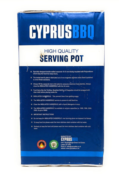 Stainless Steel 5L Hot or Cold Insulated Thermal Serving Pot-Cyprus BBQ