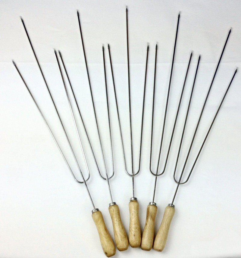 Skewer - X5 Cypriot BBQ Triple Fork Skewer with Wooden Handles  - 5 pack-Cyprus BBQ